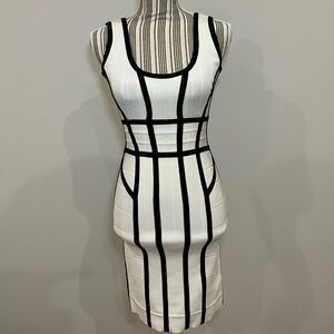 Black and Beige Herve Leger Bandage Dress Size XS